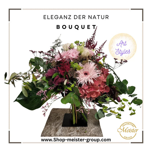 Entdecken Sie den Blumenstrauß "Eleganz der Natur" - ein exklusives, handgebundenes Arrangement aus frischen Blüten wie Eustoma, Gerbera und mehr. Jetzt online bestellen und frische Blumen nach Hause liefern lassen!