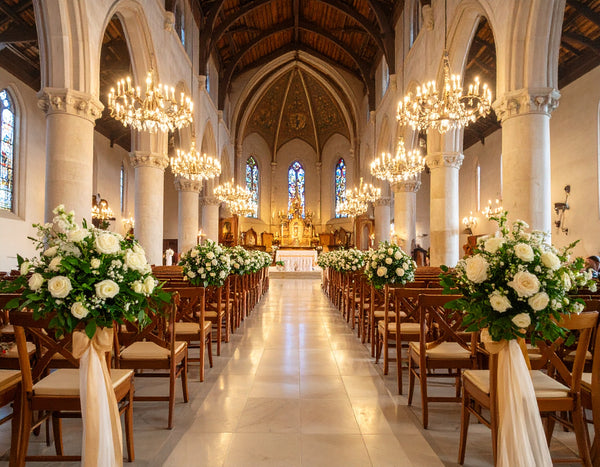 Kirchenschmuck mit Rosen - Hochzeit Blumen
