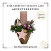 Adventsgesteck Rosa mit 1 Kerze mit Keramik Vase