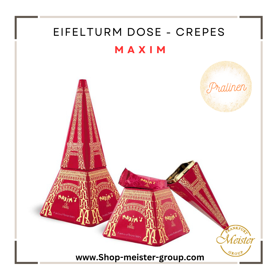 Maxim´s  Eiffelturm-Dose mit 14 Spitzen-Crêpes
