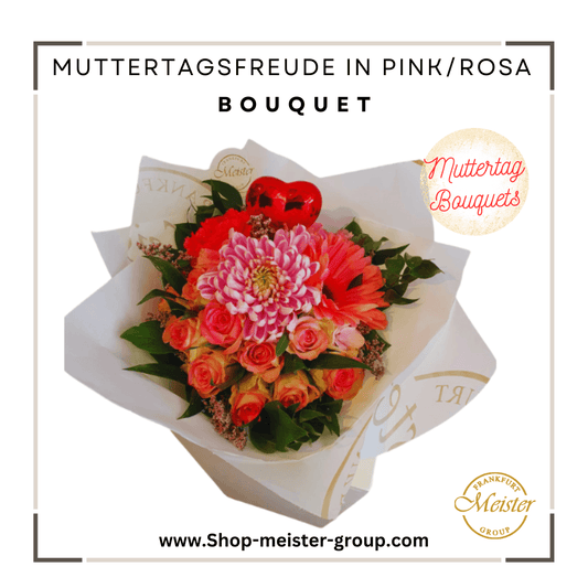 Muttertagsfreude in Pink - Rosige Gerbera und Rosen mit Herz 