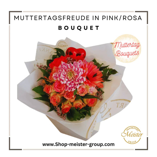 Muttertagsfreude in Pink - Rosige Gerbera und Rosen mit Herz