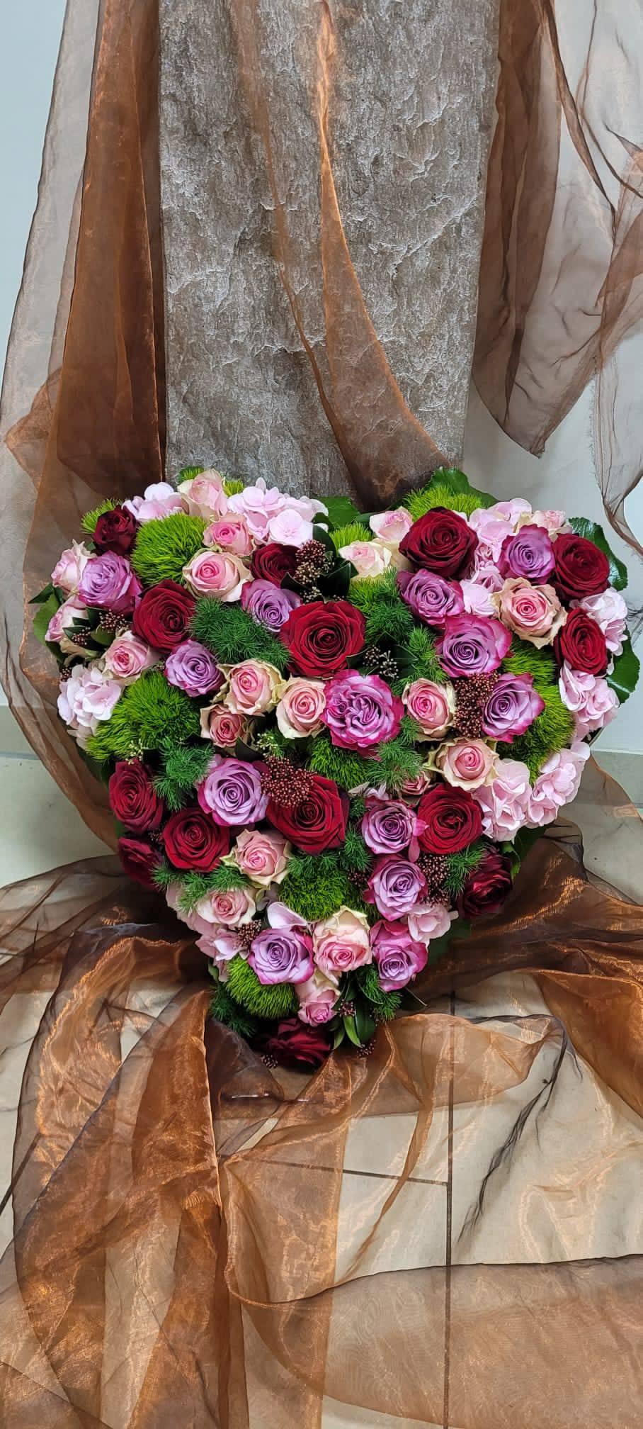 Standard / Red / Ja Meister´s Blumen Trauerherz Beerdigung