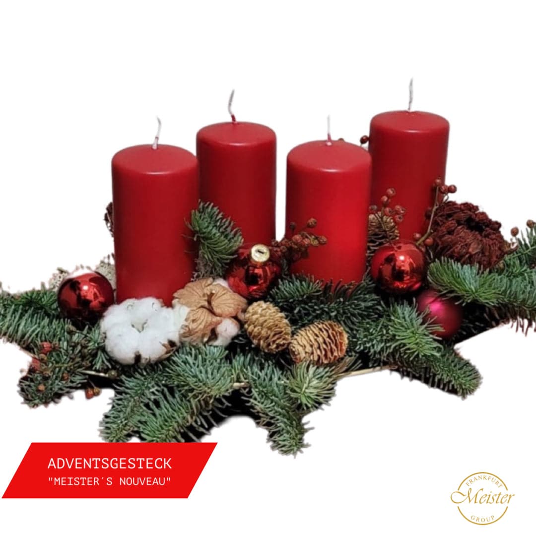 "Meister´s  Nouveau" Adventsgesteck 4 Kerzen - Meister Group Frankfurt
