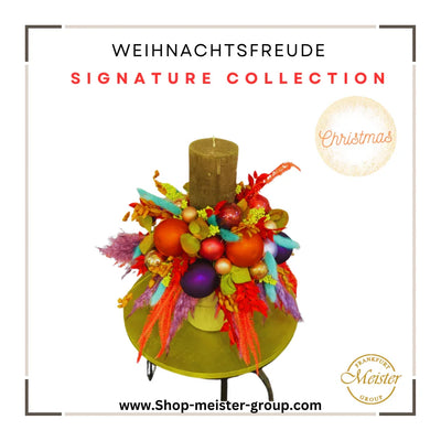 Festliches Weihnachtstischgesteck mit roter Kerze und Tannengrün – Blumen Meister